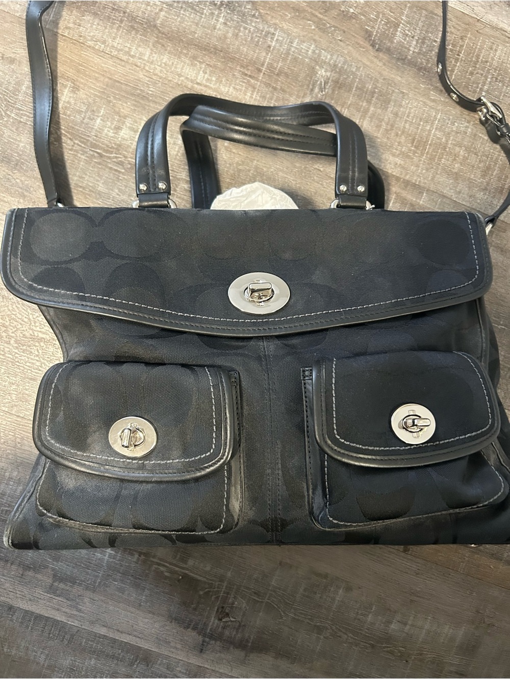 Coach Black Signature Canvas Convertible Messenger Brief - Picture 6 of 6